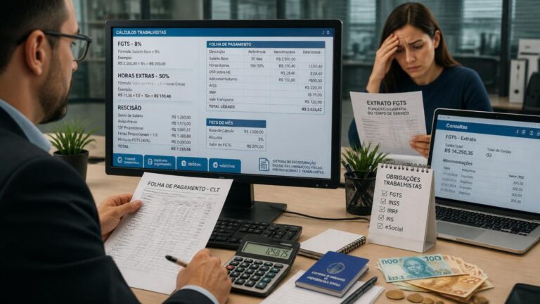 Como calcular o FGTS no Brasil em 2026 com cálculo de salário, horas extras e rescisão CLT