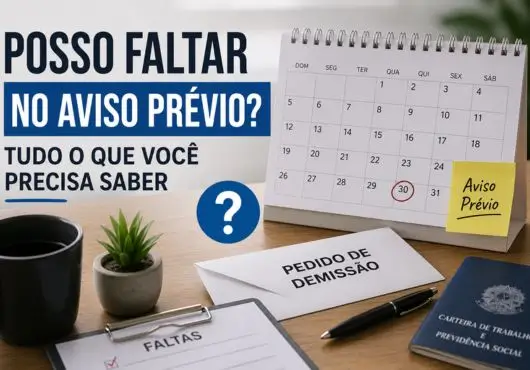 Pessoa analisando um calendário e uma carta de demissão durante o aviso prévio, ilustrando as regras sobre faltas no aviso prévio trabalhado pela CLT.